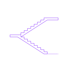 Buildings Stairs Types U Shaped Straight Stairs Landing Sketch Drawing Svg, Free Vectors File